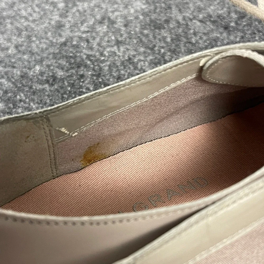 Cole Haan Original Grand Oxford Womens 7.5B Gray Leather Pink Sole Casual W17145